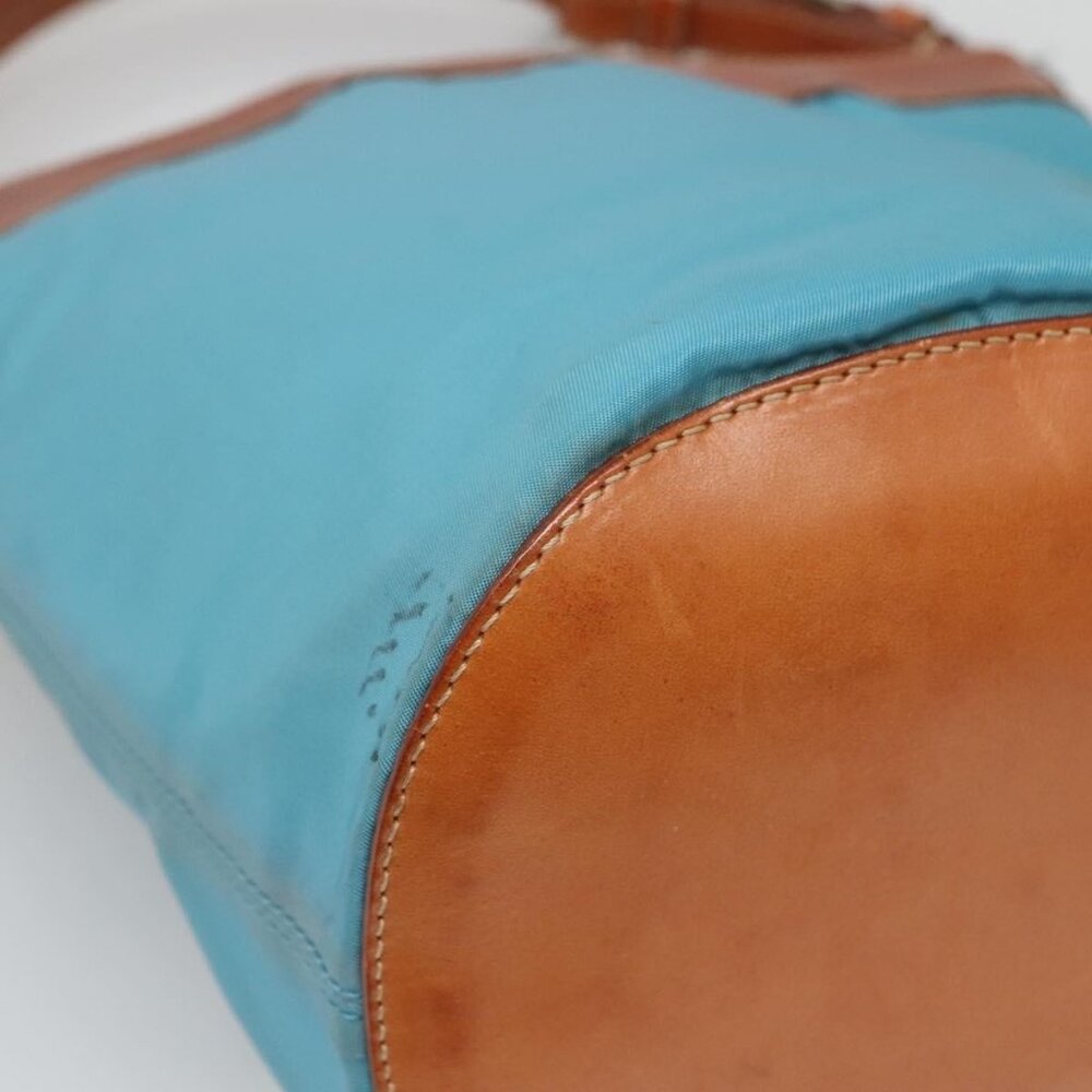 Authentic PRADA Shoulder Bag Nylon Leather Silver Blue - Picture 8 of 16